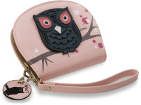 Unikátní peněženka-psaníčko s krásnou nášivkou a přívěškem sovy černá - 5