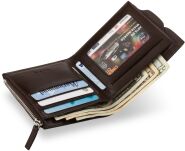 Horizontální pánská funkční peněženka, módní design černá - 4