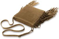 Dámská crossbody kabelka boho styl třásně semiš pravá kůže VERA PELLE - camel - 3