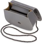 Kožená dámská listonoška s klopou  řetízkem nýty italský semiš - černá - 4