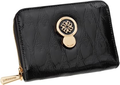 Monnari malá peněženka se vzorem kožený na zip lakovaná portmonetka - černá