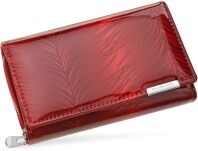Elegantní lakovaná dámská peněženka velká prostorná kožená peněženka se vzorem - červená - 2
