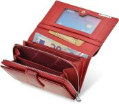Elegantní lakovaná dámská peněženka velká prostorná kožená peněženka se vzorem - červená - 3