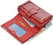 Elegantní lakovaná dámská peněženka velká prostorná kožená peněženka se vzorem - červená - 4