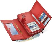 Elegantní lakovaná dámská peněženka velká prostorná kožená peněženka se vzorem - červená - 5