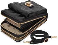 Dámská kabelka na telefon Monnari 2v1 peněženka pouzdro mini crossbody semišová - černá - 2