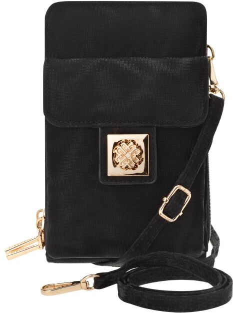 Dámská kabelka na telefon Monnari 2v1 peněženka pouzdro mini crossbody semišová - černá