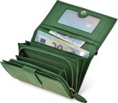 Velká dámská kožená peněženka na zip money maker velká měkká pravá kožená peněženka rfid secure - zelená - 3