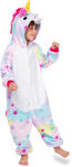 Dětské kigurumi pyžamo overal kostým onesie – duhový jednorožec s hvězdičkami - 6