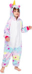 Dětské kigurumi pyžamo overal kostým onesie – duhový jednorožec s hvězdičkami - 2