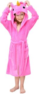 Hřejivý dětský župan kigurumi s kapucí – růžový jednorožec