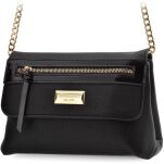 Monnari klasická dámská kabelka přes rameno elegantní pošťák s klopou - černá - 4