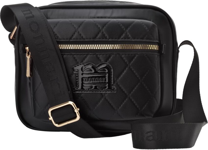 Monnari kabelka prošívaná pošťák přes rameno se širokým popruhem - černá