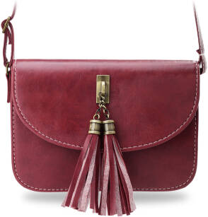 Objemná dámská kabelka listonoška s třásněmi na přívěsku červená