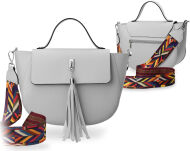 Dámská kabelka kufřím typu loďka abakus + pásek aztécký vzor šedý - 6