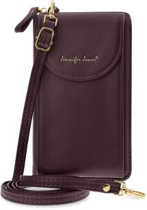 Jennifer jones malá dámská kabelka peněženka pouzdro na telefon 2v1 mini listonoška psaníčko - vínová