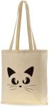 Eko nákupní taška shopper bavlněná plátěná ekologická nákupní městská lehká na rameno s potiskem pro dívku kočka kočička - béžová - 2