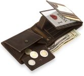 Peterson nubuck kožená pánská peněženka s řetězkem - hnědá - 5