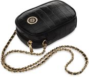 Monnari malá taška na telefon elegantní řetízková taška s reliéfním vzorem kůže croco - černá - 3