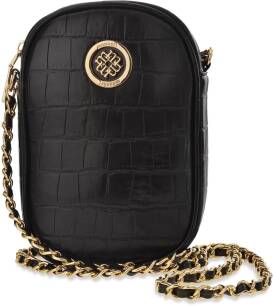 Monnari malá taška na telefon elegantní řetízková taška s reliéfním vzorem kůže croco - černá