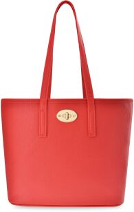 Klasická shopper kabelka přes rameno na zip - červená