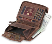 Velká pánská kožená peněženka peterson na zip vertikální nubuk raw style - hnědá - 4