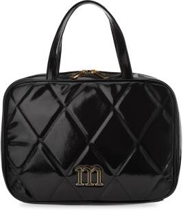 Monnari velká cestovní kosmetická taška organizér s prošíváním lakovaný kufřík- černá