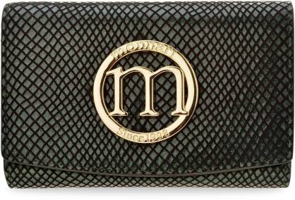 Monnari kožená dámská peněženka s kovovým vzorem semiš nubuk elegantní kabelka s klopou a logem v elegantní dárkové krabičce - zelená