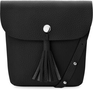 Malá dámská kabelka listonoška s třásněmi a klopou boho - černá