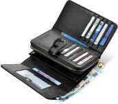 Elegantní dámská kožená lakovaná peněženka na mince rovicky se třpytivými filtry v rfid balení - černá - 6