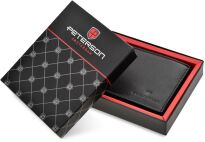 Pánská kožená peněženka Peterson RFID velká na karty a mince pravá kůže - černá - 3