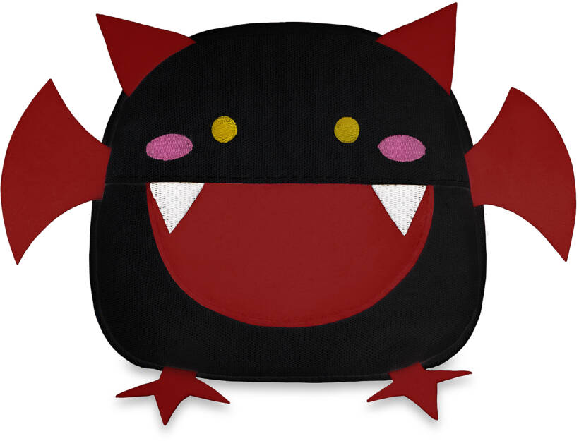 Vtipná 3d kabelka listonoška ve tvaru netopýra pro mládež na řetízku - červená-černá