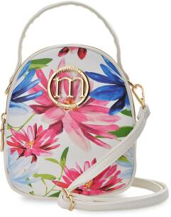 Monnari 2v1 dámská kabelka elegantní batoh městská kabelka květinová taška malý batoh tři komory - krémová