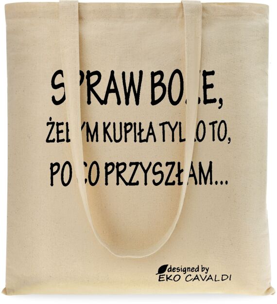 Bavlněná nákupní eko taška shopper do města s potiskem - spraw boże - béžová