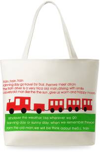 Dámská eko kabelka s potiskem ideální na nákupy různé barvy bílá train