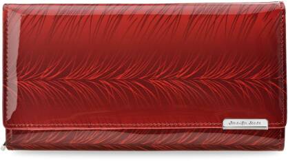 Elegantní lakovaná dámská peněženka velká kožená jennifer jones prostorná peněženka se vzorem - červená