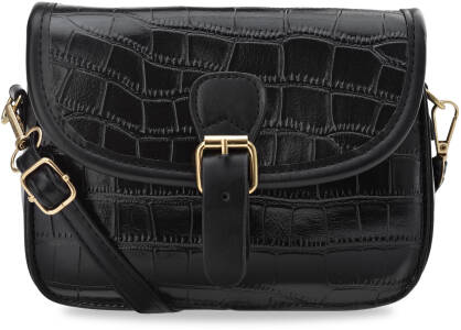 Klasická taška malá dámská kabelka s vzorem krokodýlí kůže - černá