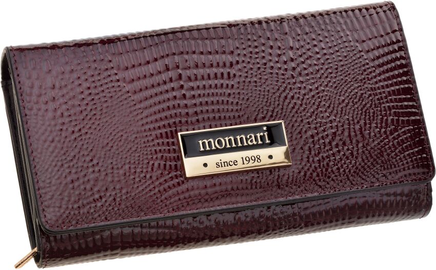 Monnari dámská peněženka se vzorem velká prostorná lakovaná peněženka - burgundy