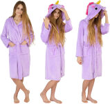 Plyšový župan s kapucí kigurumi onesie - fialový jednorožec - 4