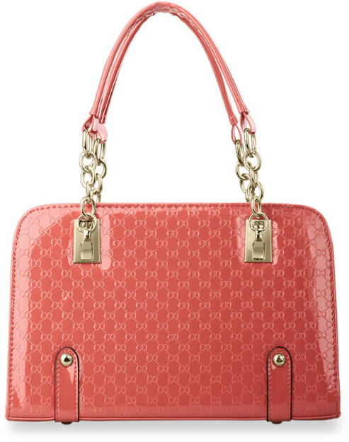 Dámská kožená kabelka kufřík s ražením růžová