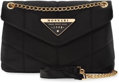 Monnari prošívaná taška elegantní prostorná dámská kabelka velká kabelka s řetízkem stylový kufr - černá