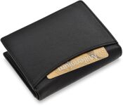 Kožená pánská peněženka vertikální elegantní peněženka z přírodní kůže prostorná klasická RFID - černá - 3