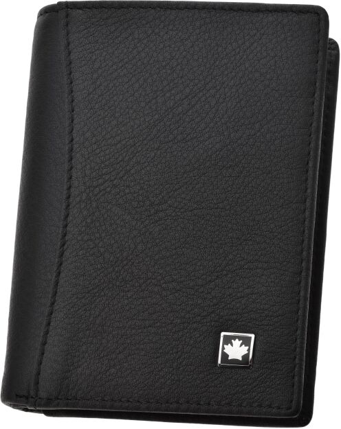 Kožená pánská peněženka vertikální elegantní peněženka z přírodní kůže prostorná klasická RFID - černá