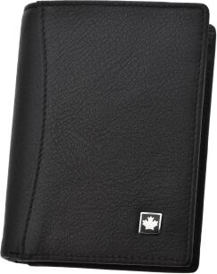 Kožená pánská peněženka vertikální elegantní peněženka z přírodní kůže prostorná klasická RFID - černá