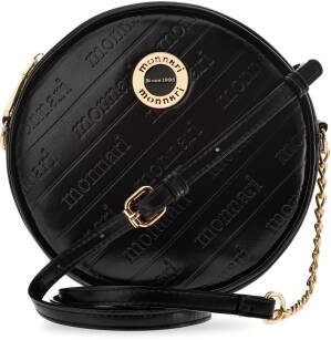 Monnari malá dámská kabelka elegantní kulatá kabelka na řetízku s vyraženým logem - černá
