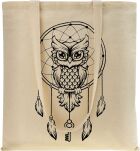 Ekotaška shopper z bavlny na nákupy městská s potiskem - sova - béžová - 4