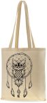 Ekotaška shopper z bavlny na nákupy městská s potiskem - sova - béžová - 3