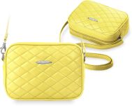 Prošívaná malá dámská crossbody kabelka – žlutá - 4