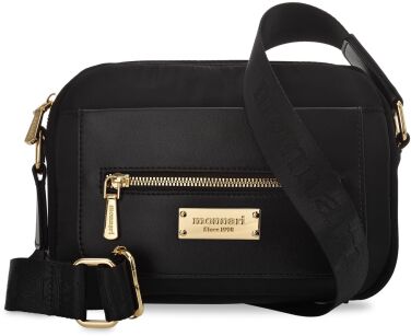 MONNARI sportovní dámská malá městská crossbody kabelka přes rameno s dlouhým popruhem s logem - černá