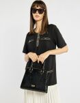 Monnari elegantní dámská lakovaná pevná kabelka kroko - černá - 5
